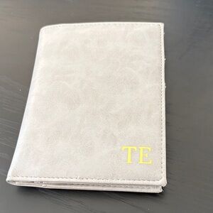 Gray Passport Holder with TE Initials